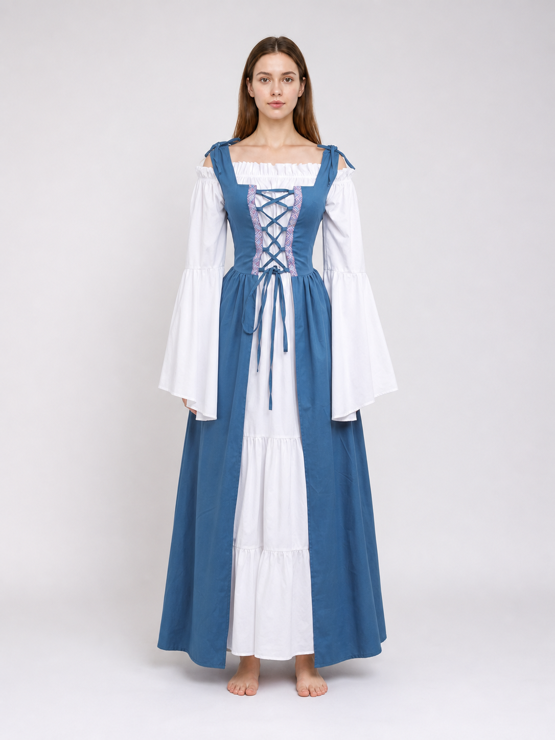 Medieval-Style Dress with a Square Neckline