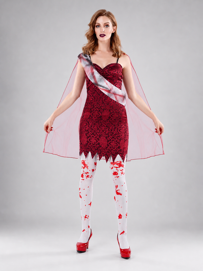 Vampire Costume with Dress and White Cape