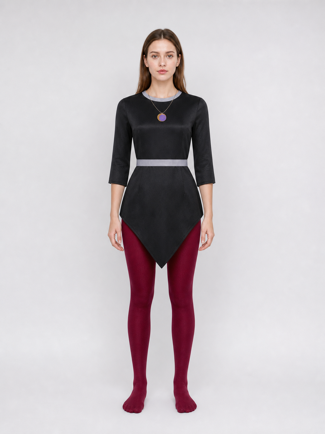 Amity Cosplay Costume: Black Top and Burgundy Bottom