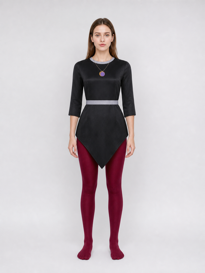 Amity Cosplay Costume: Black Top and Burgundy Bottom