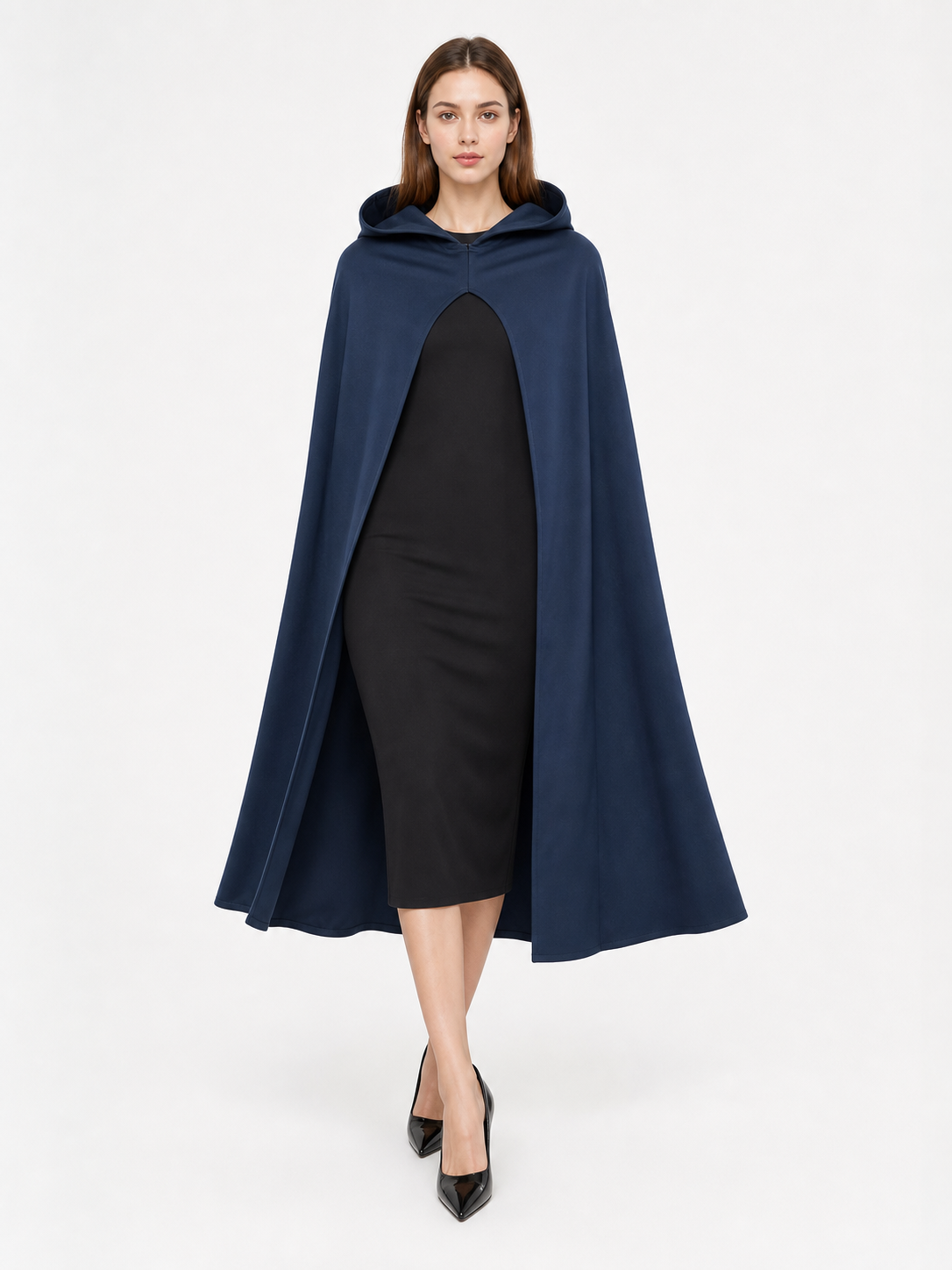 Dark Blue Hooded Costume Cloak