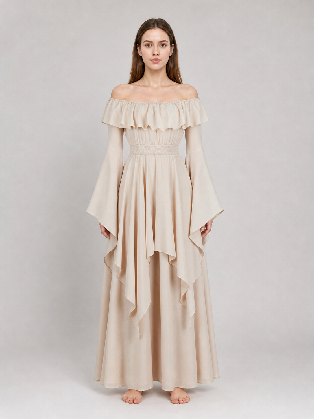 Off-the-Shoulder Ruffled Maxi Dress