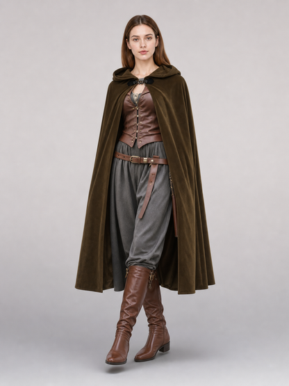 Brown Hooded Costume Cape