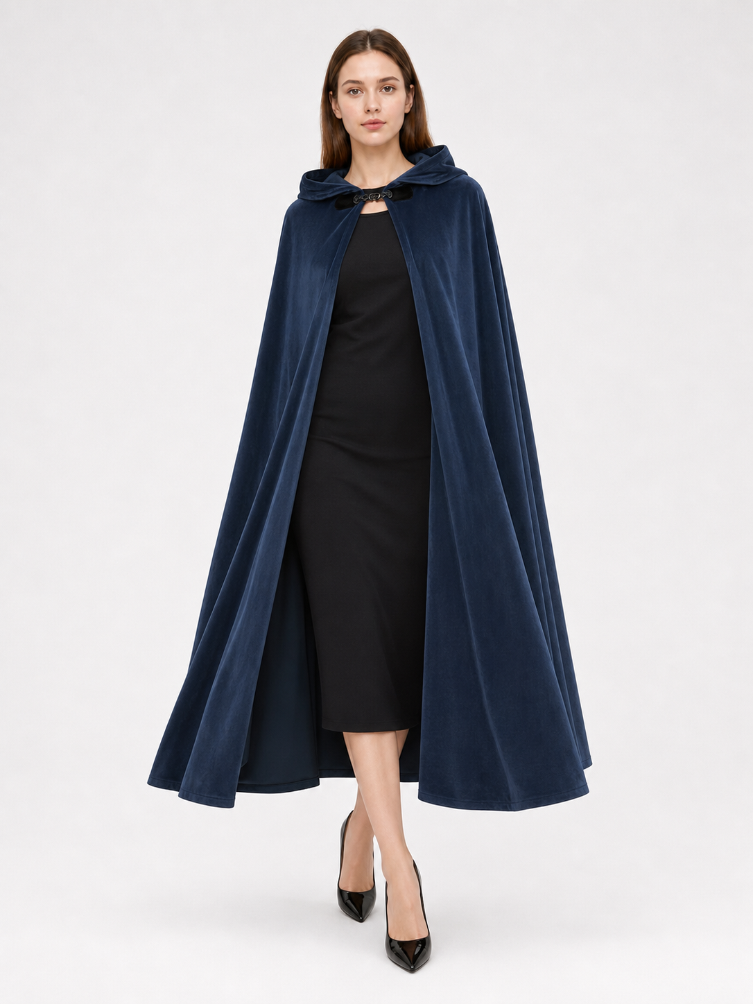 Dark Blue Hooded Costume Cloak