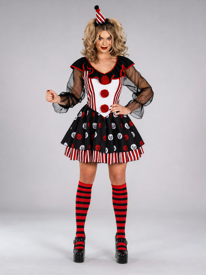 Circus-Style Clown Costume for Stage Performances