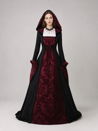 Gothic Hooded Dress with Long Sleeves