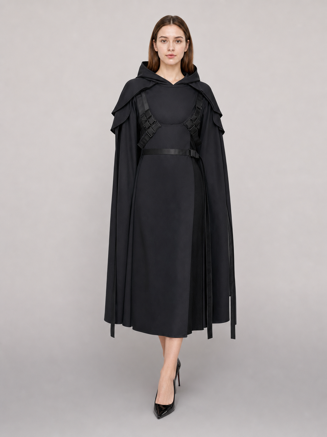Black Carnival Cloak with Hood for Cosplay