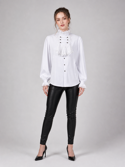Cosplay Shirt with Jabot and High Collar