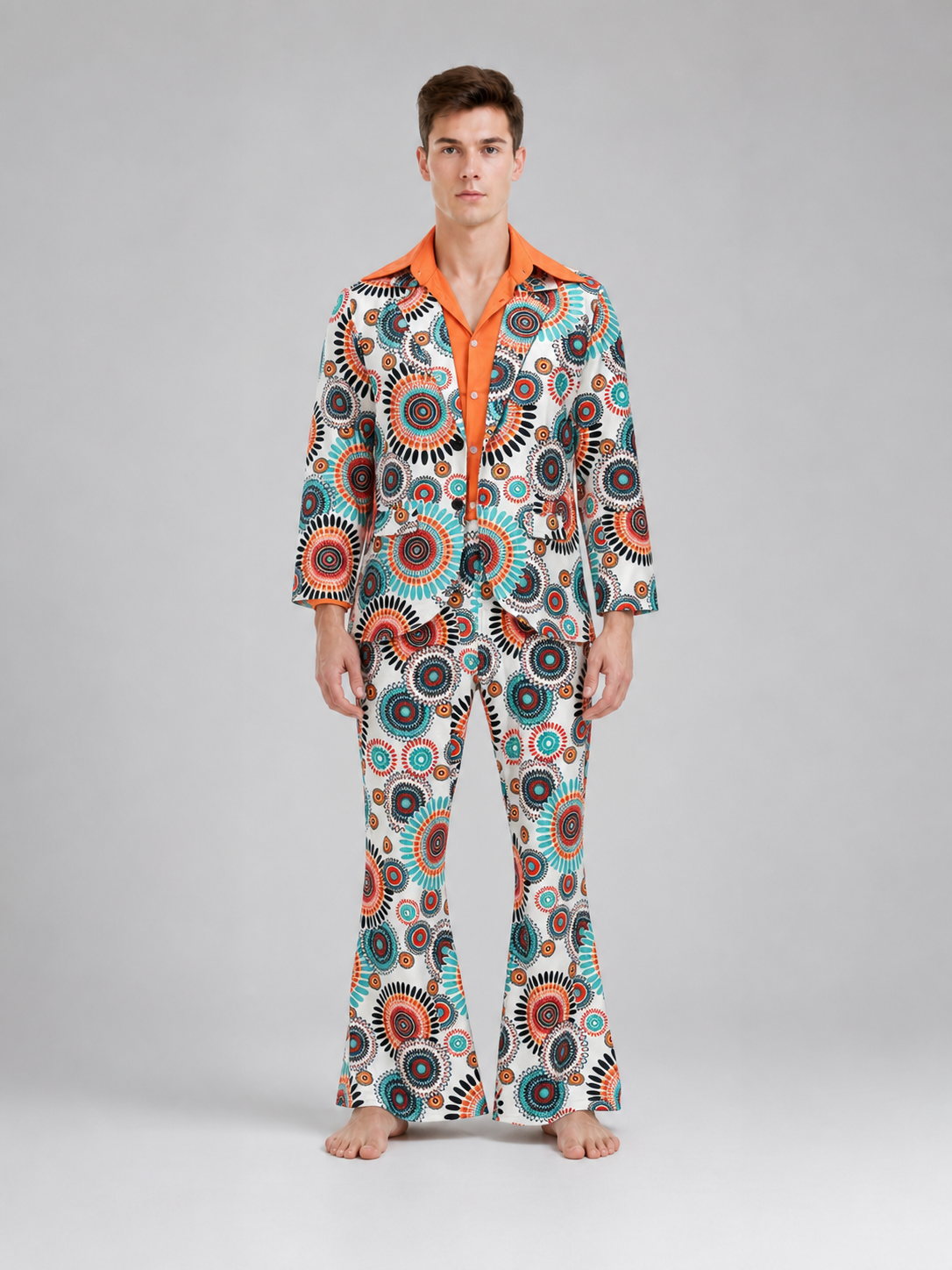 Disco Outfit with Geometric Print: Shirt and Pants