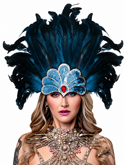 Carnival Feather and Bead Headpiece