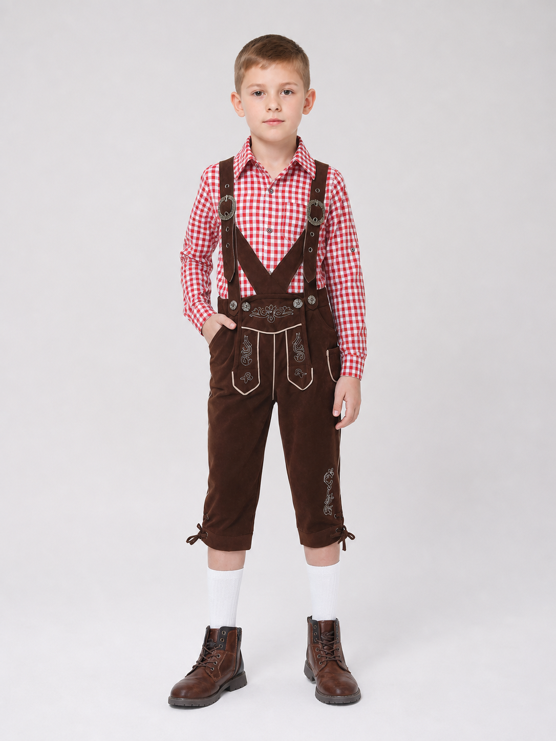 Folk-Style Costume: Plaid Shirt and Pants