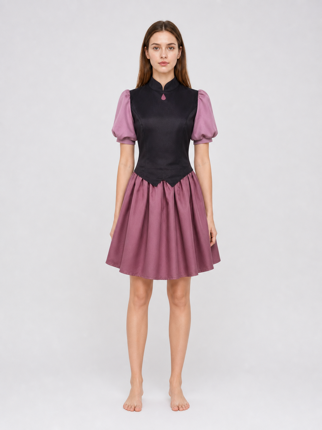 Amity Cosplay Costume: Black Top and Burgundy Skirt