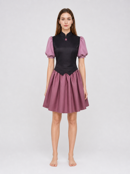Amity Cosplay Costume: Black Top and Burgundy Skirt