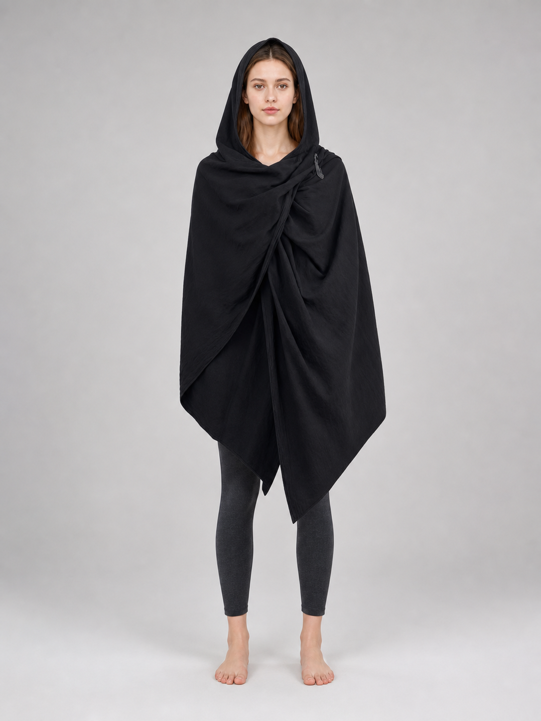 Black Hooded Carnival Cape, Loose Fit