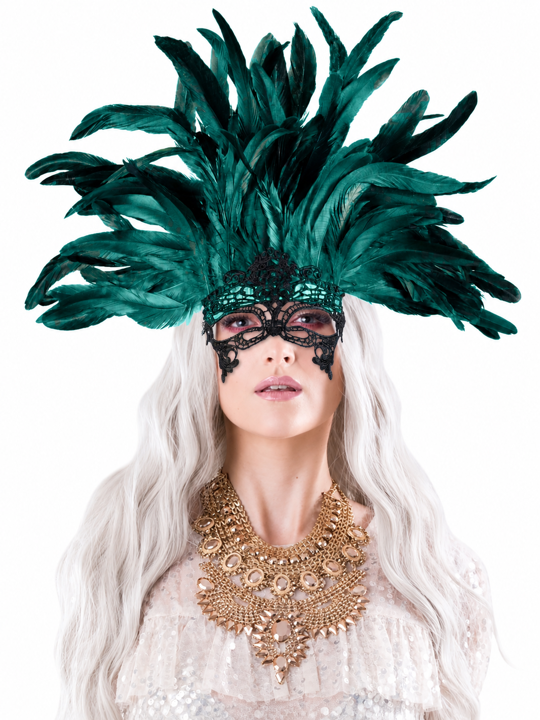 Carnival Feather and Mask Headpiece