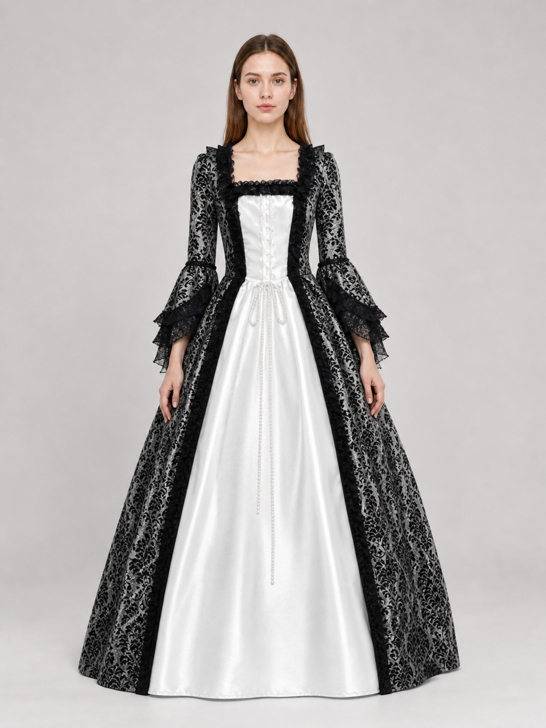 Gothic vintage floor-length dress with sleeves