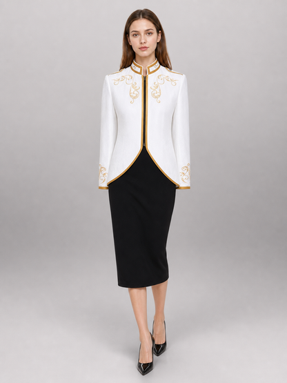 White carnival jacket with gold trim