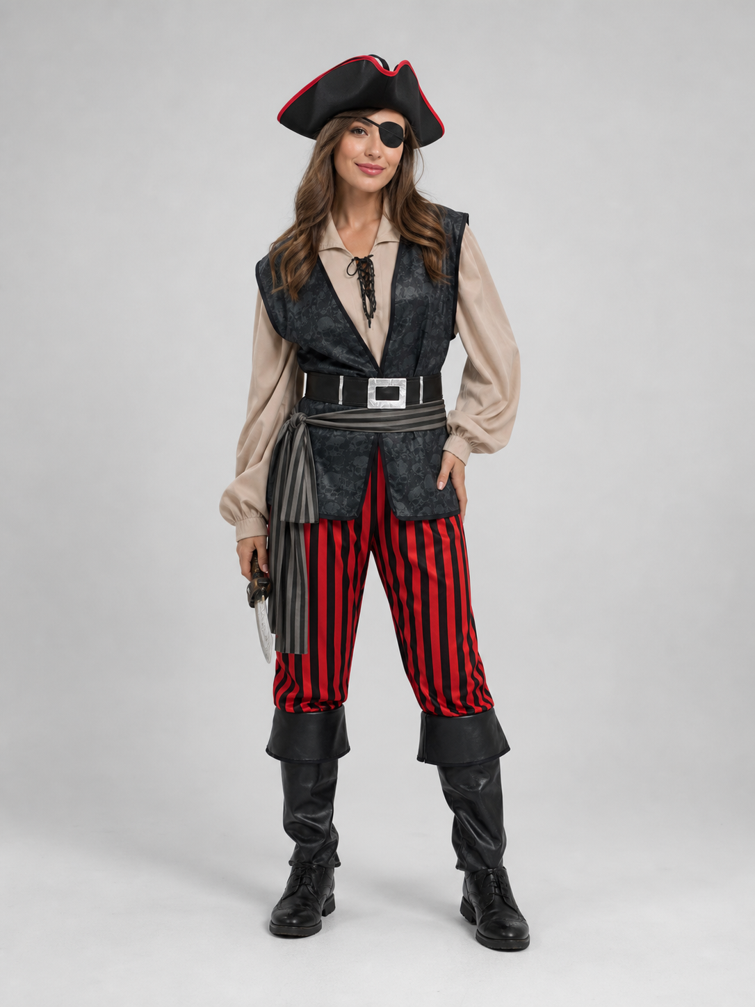 Pirate Costume with Vest, Hat, and Belt