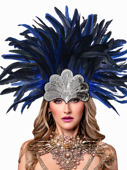 Carnival Headpiece with Blue Feathers