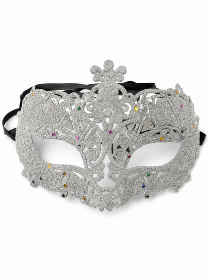 Carnival eye mask with silver glitter
