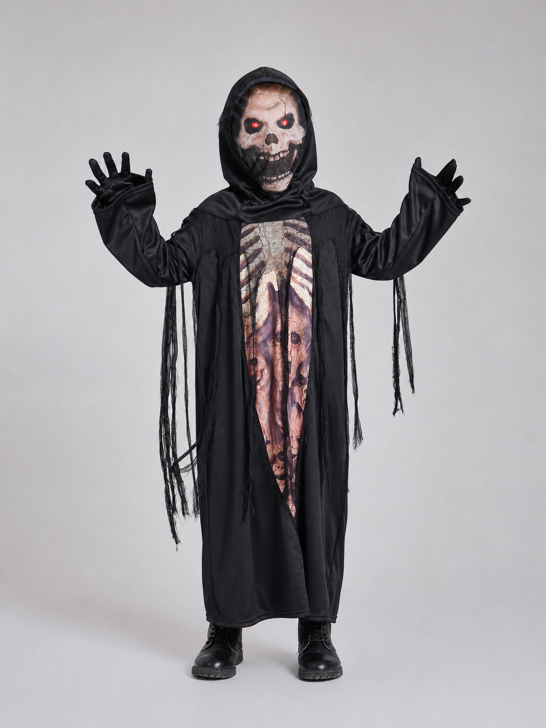 Gothic Hooded Skeleton Costume for Halloween