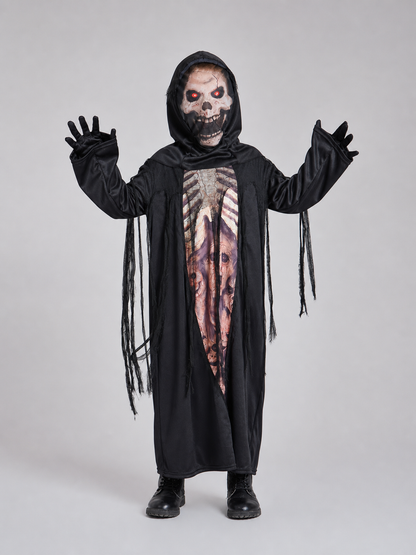 Gothic Hooded Skeleton Costume for Halloween