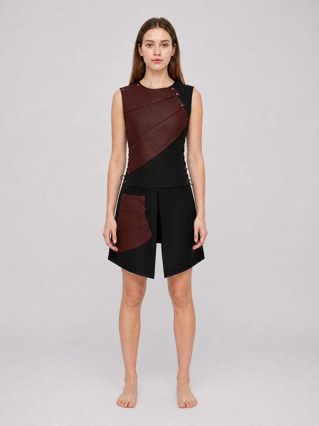 Sleeveless Dress with Asymmetrical Inserts