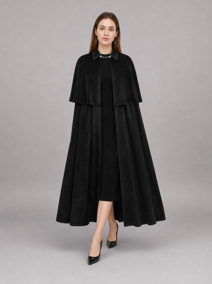 Black Gothic Costume Cloak with Collar