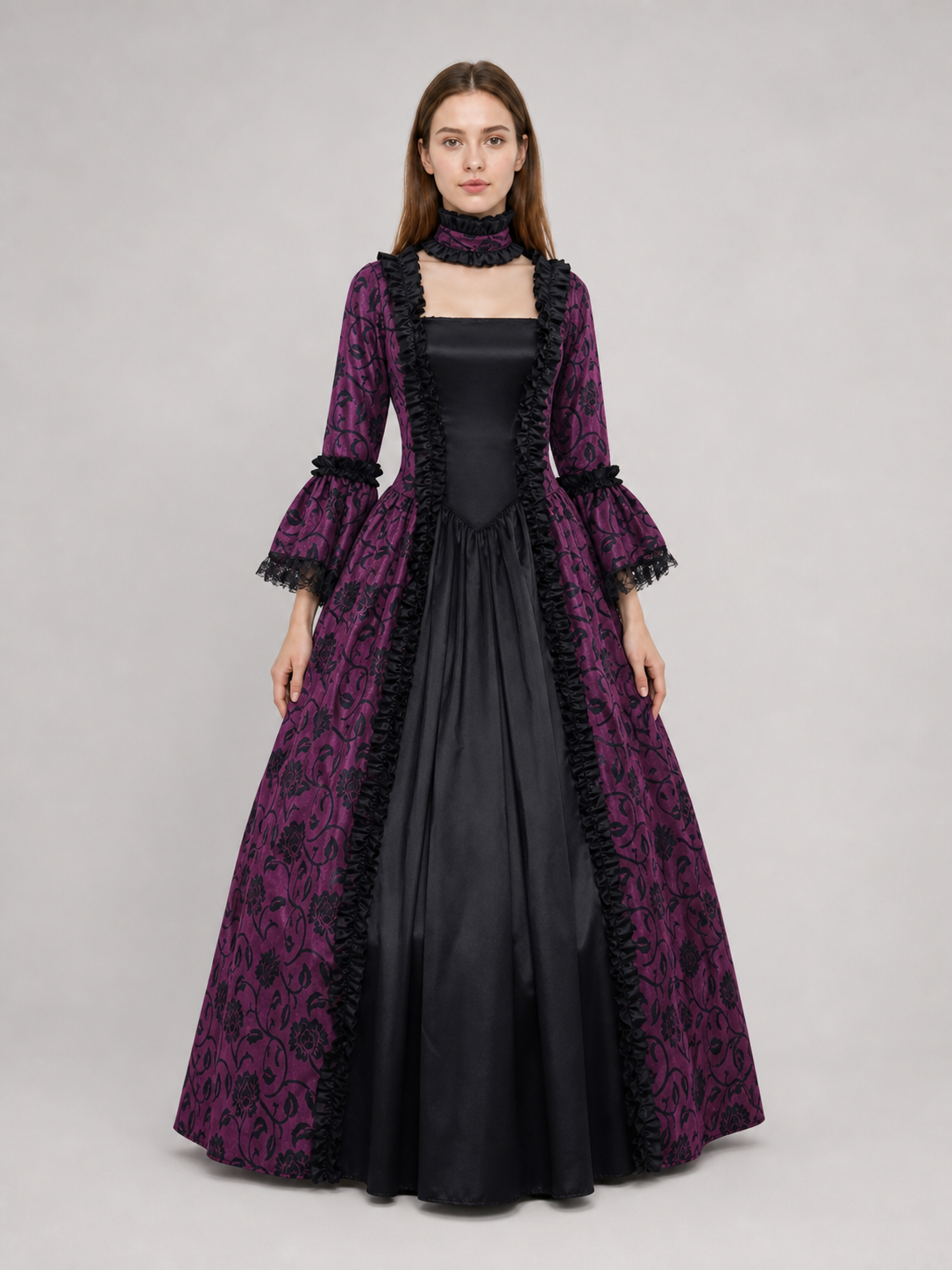 Gothic Victorian Dress with Flared Sleeves