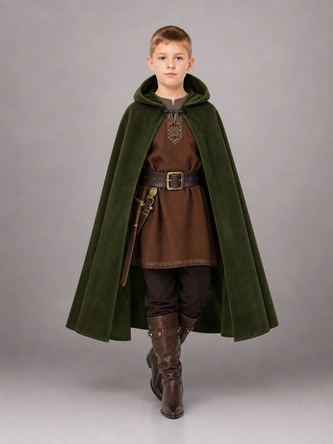 Dark Green Hooded Carnival Cloak