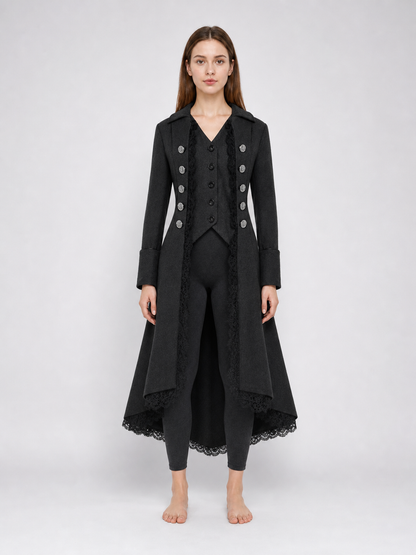 Gothic Long Frock Coat with High Collar