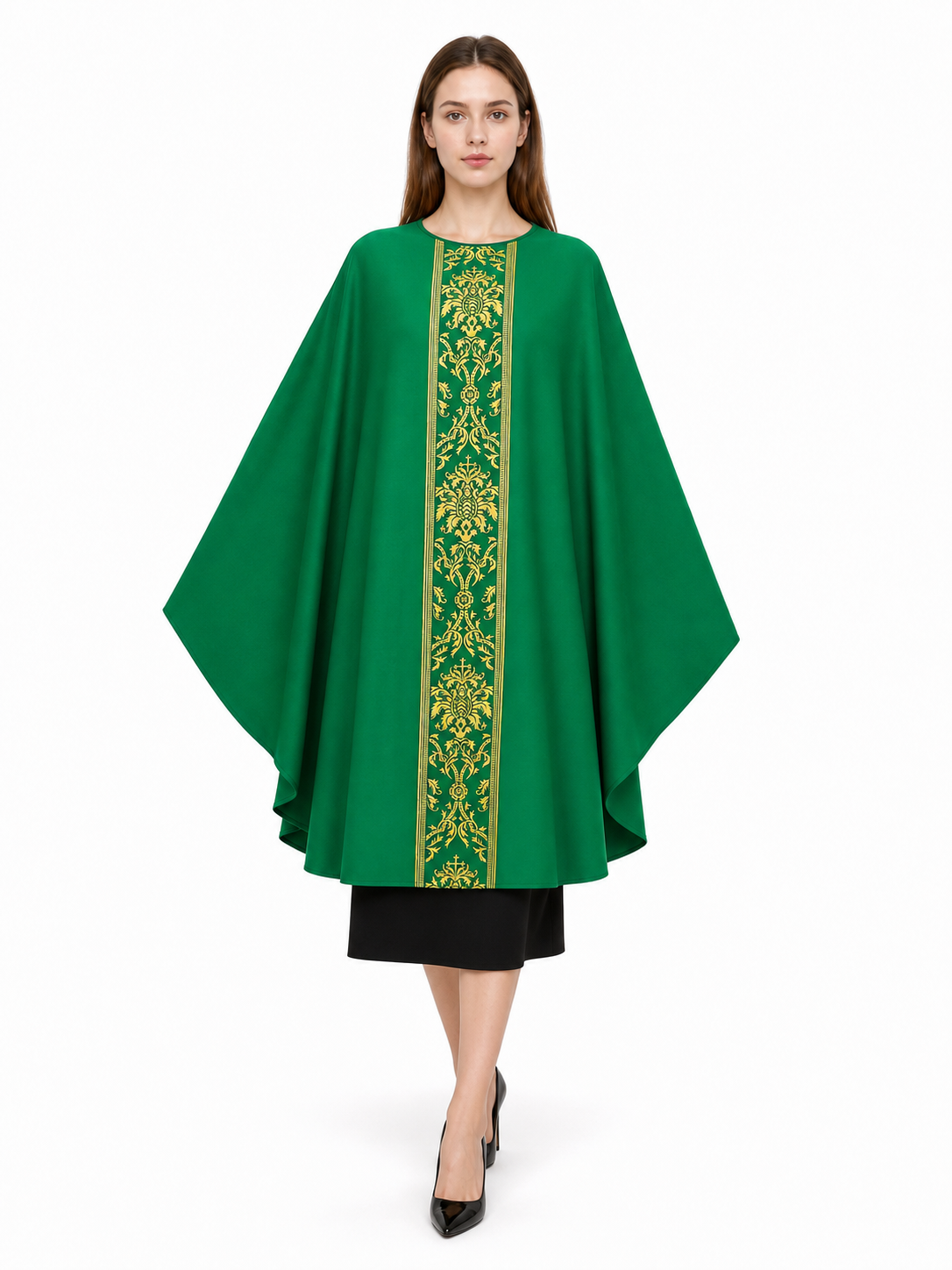 Green Hooded Carnival Cloak for Cosplay