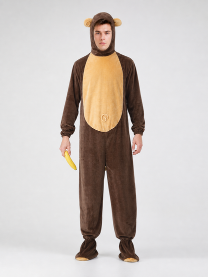 Adult Monkey Kigurumi Costume with Hood