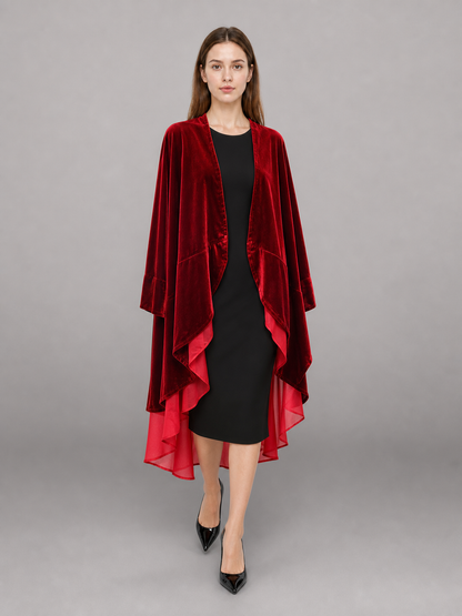 Red carnival cape with long sleeves