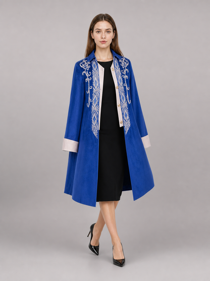 Long Blue Embroidered Costume Tailcoat