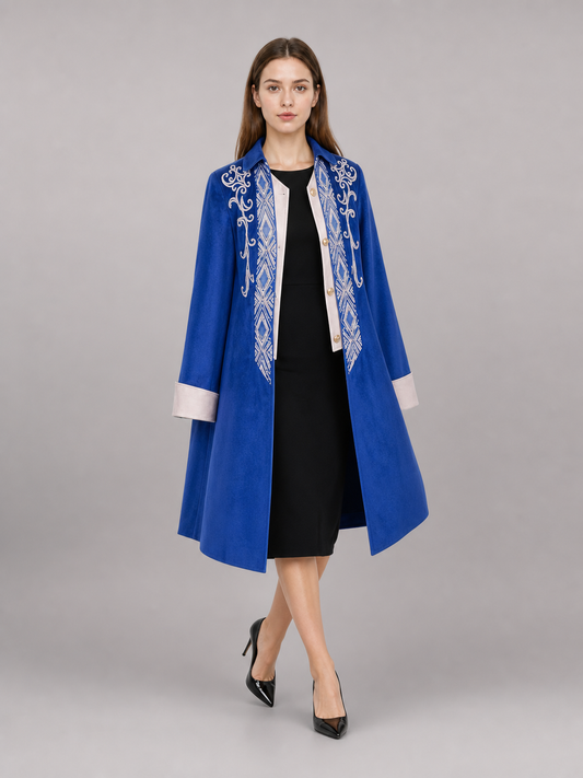 Long Blue Embroidered Costume Tailcoat