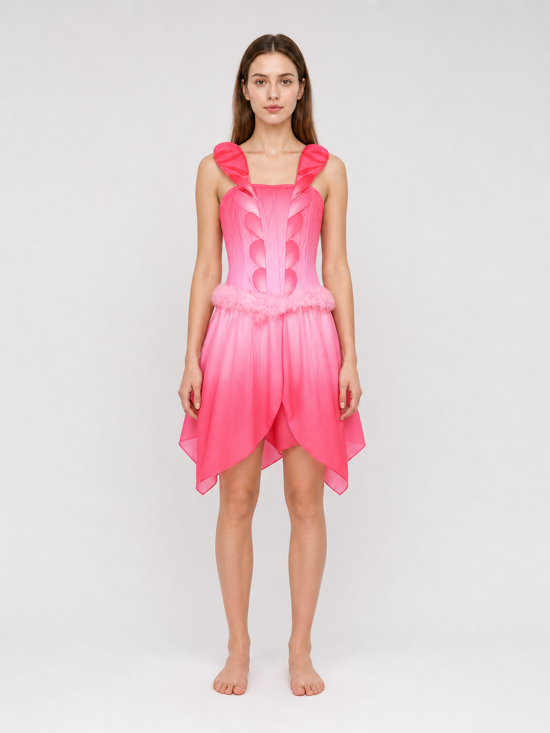 Cosplay Dress with Wings, Belt, and Full Hem