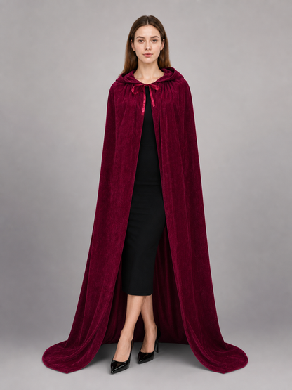 Burgundy Hooded Carnival Cloak for Cosplay