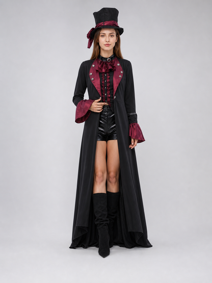 Gothic Vampire Costume with Top Hat for Halloween
