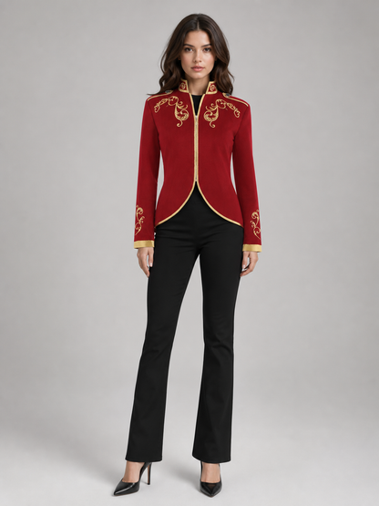 Embroidered Cosplay Jacket, Red with Gold