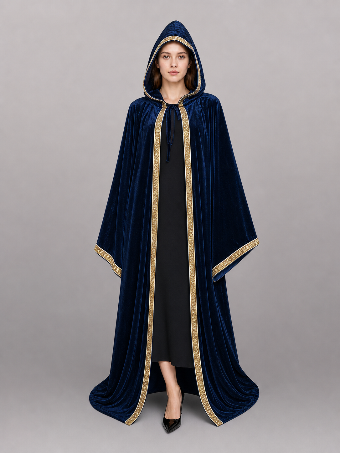 Dark Blue Hooded Carnival Cloak