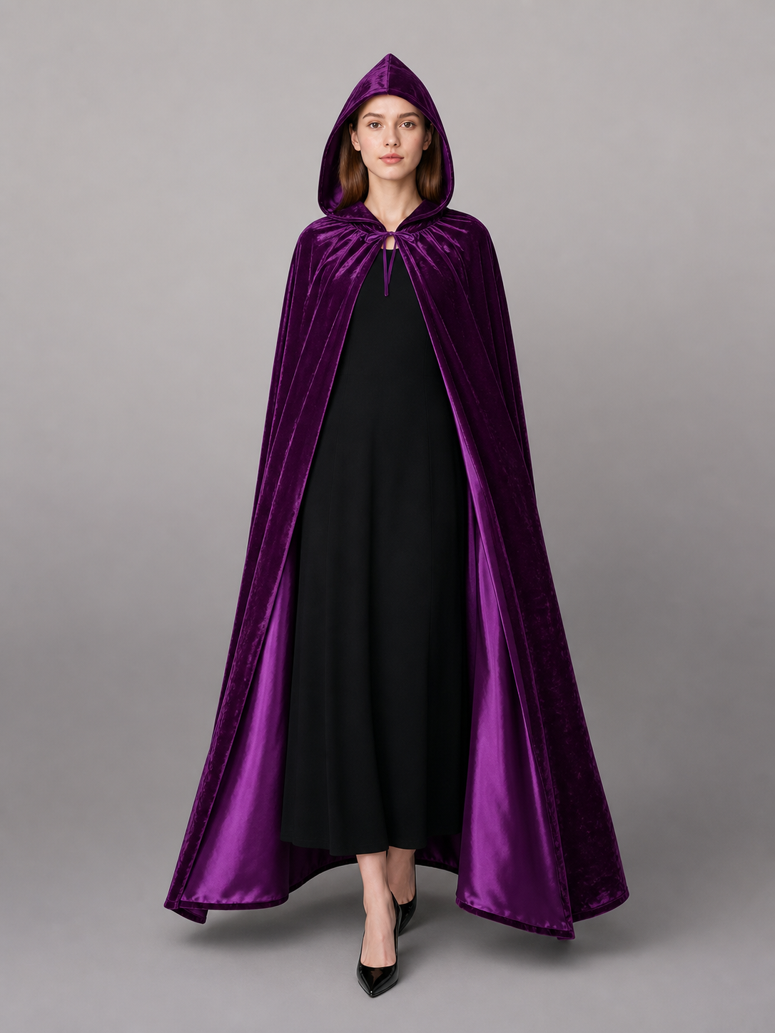 Purple Hooded Costume Cloak