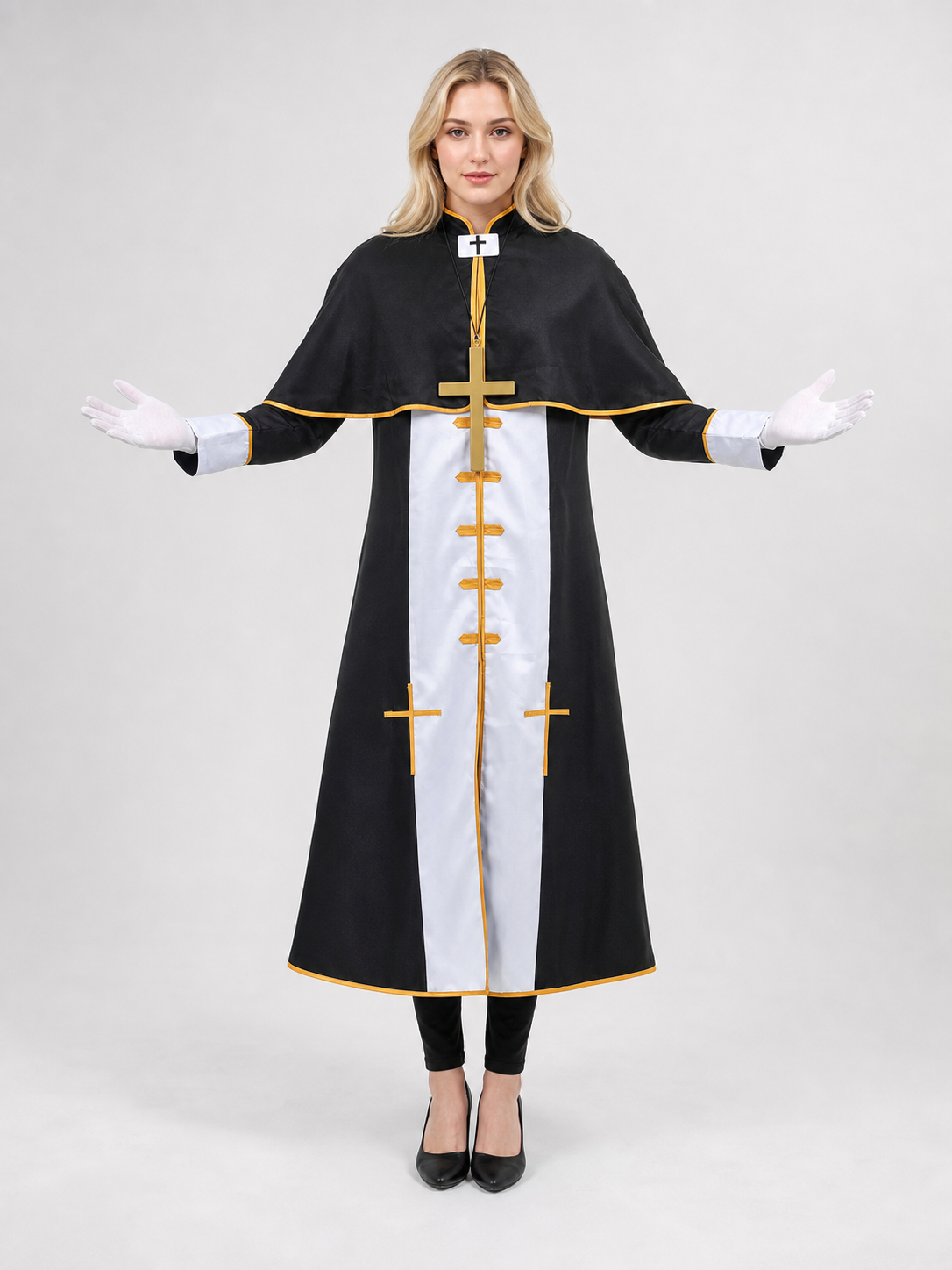 Ritual Robe with Cross, Black and White, Cosplay