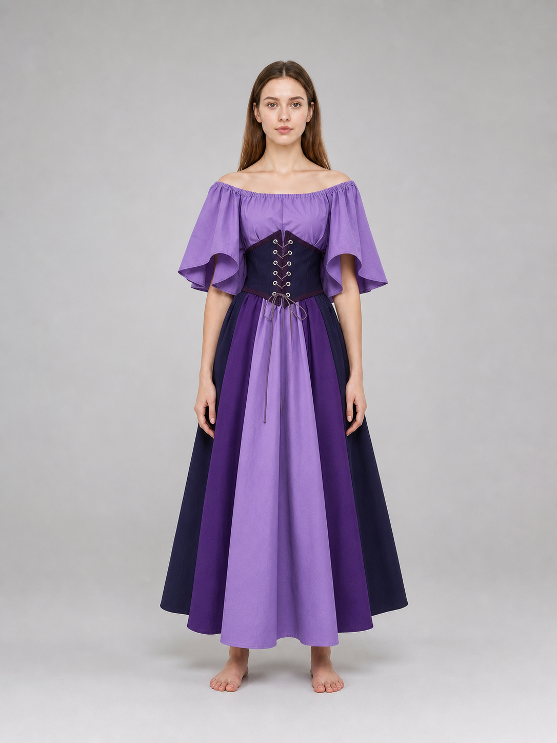 Fantasy Dress with Corset Lacing and Ruffles