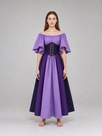 Fantasy Dress with Corset Lacing and Ruffles