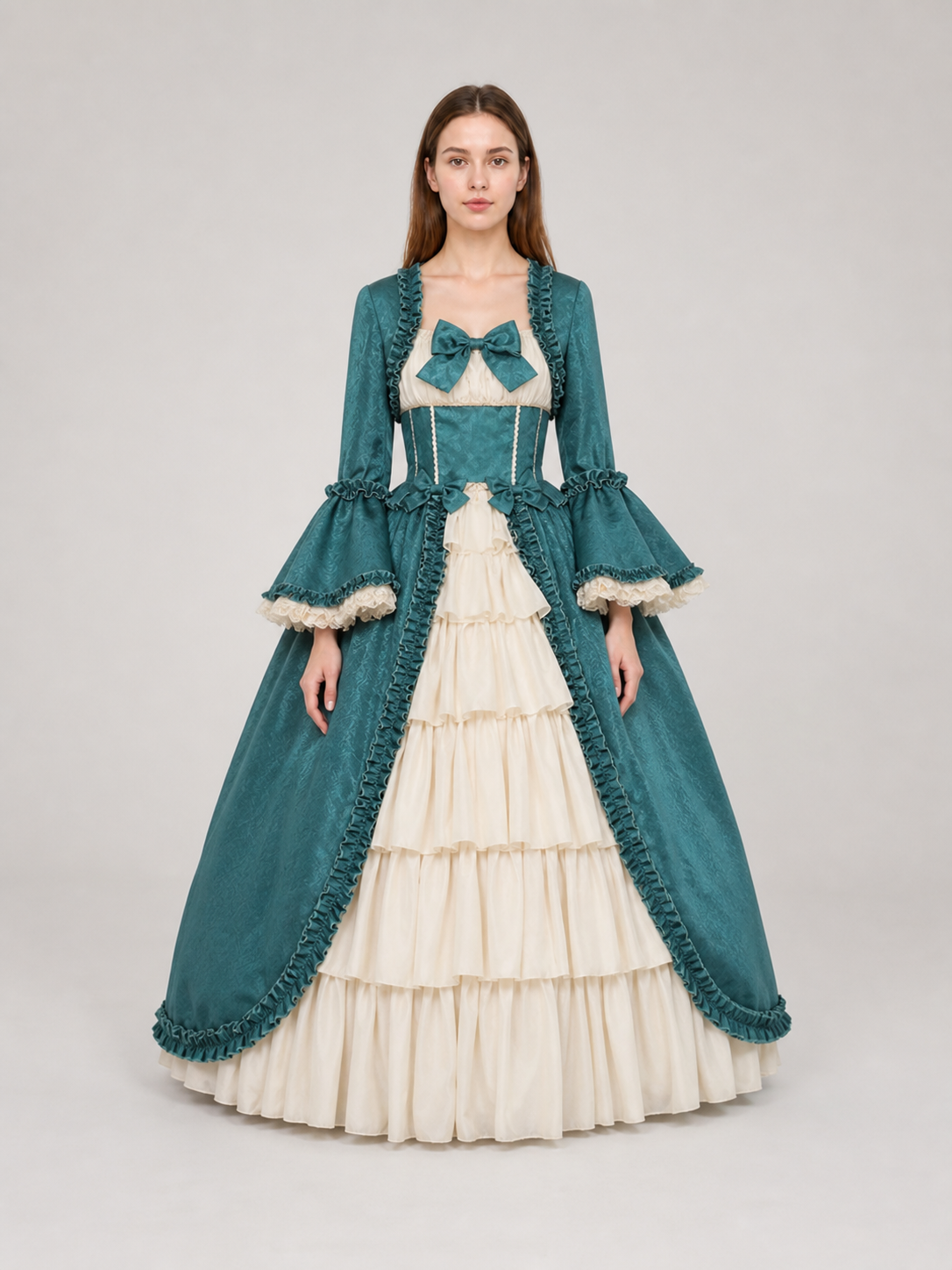 Victorian-Style Ball Gown with Ruffles
