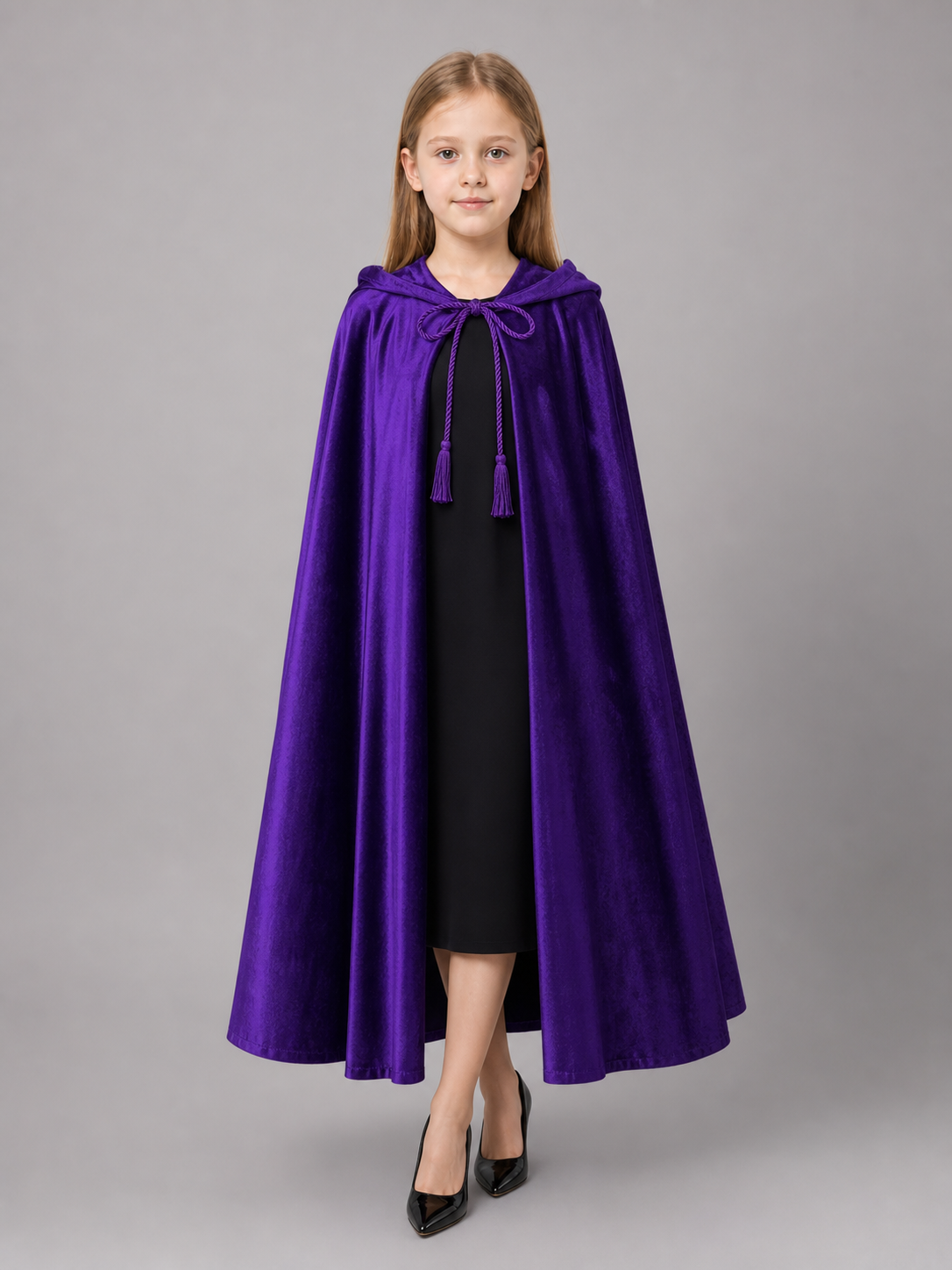 Purple Hooded Costume Cape