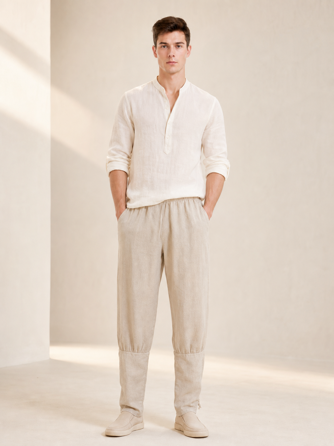 Loose-Fit Cuffed Pants for a Costume Look