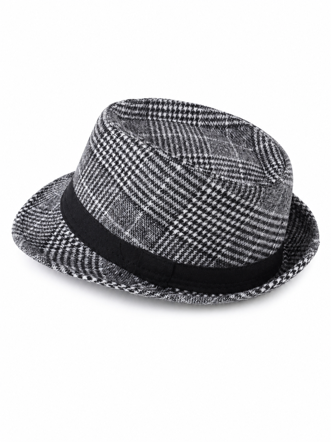 Carnival Hat in Gray and Black Plaid