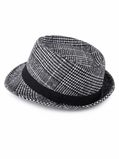 Carnival Hat in Gray and Black Plaid